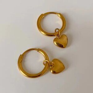 Heart Shape Titanium Steel Plating Drop Earrings